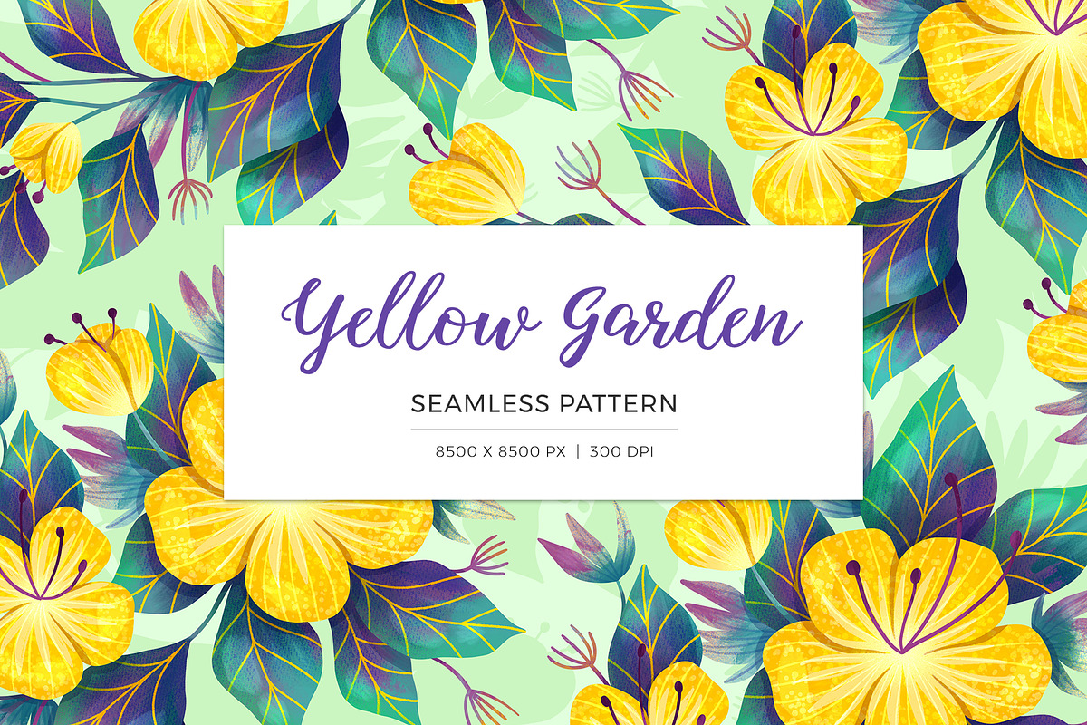 Yellow Garden Floral Pattern, a Pattern Graphic by Velliniki (Photo 1 of 12)