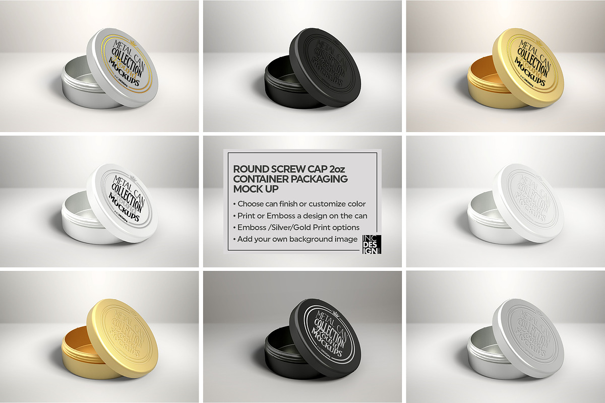 Round 2oz Screw Cap Container Mockup, a Product Mockup by INCDesign (Photo 6 of 6)