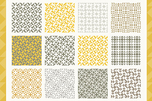 Quilt Geometry 38, Grey And Yellow