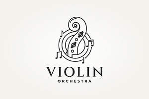 violin headstock with a tone logo, a Branding & Logo Template by Blazybone