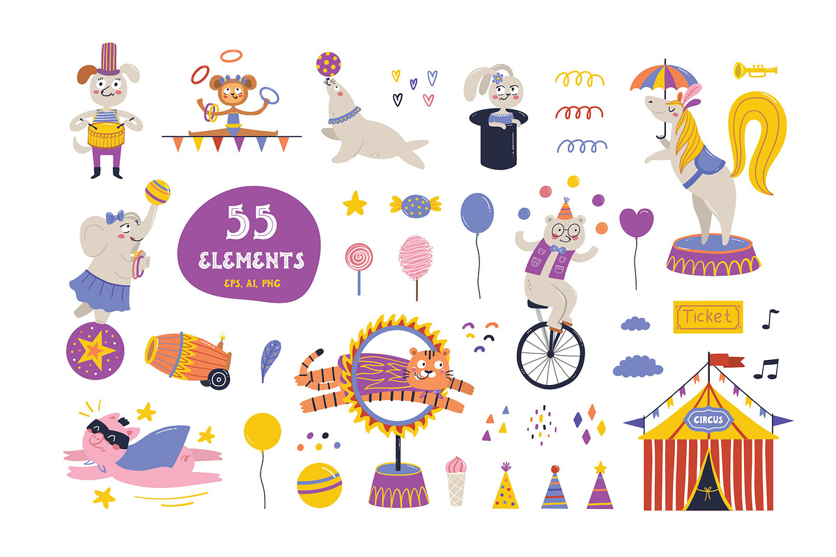 Circus font and clipart, a Font by JuliyArt (Photo 3 of 8)