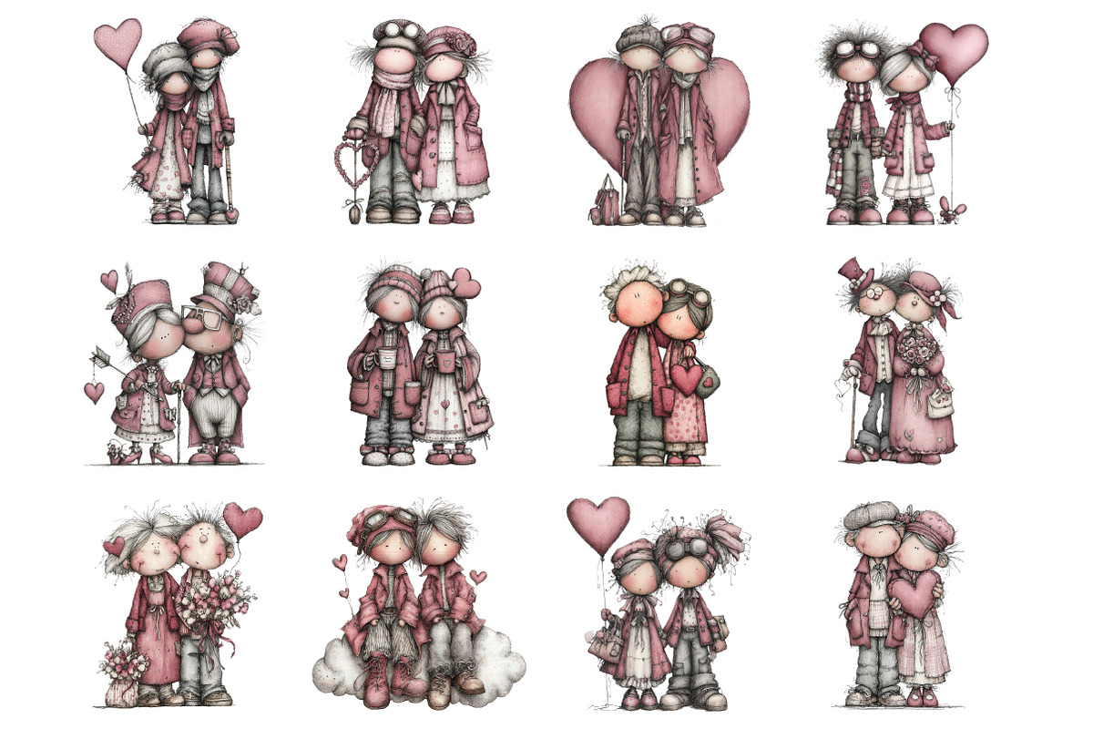 Quirky Valentine Old Couple Clipart, an Illustration by Design Market (Photo 3 of 3)