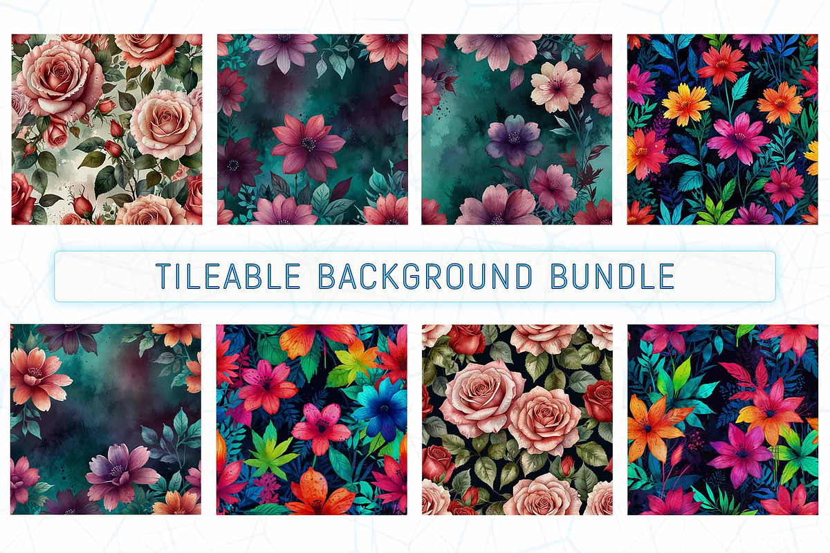 Watercolour Floral Background Bundle, an Illustration by Sofia's Fashion (Photo 2 of 2)