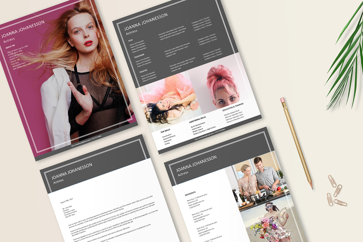 Resume Bundle 4 in 1 Actor, Actress, a Resume Template by Stanin Studio (Photo 5 of 10)