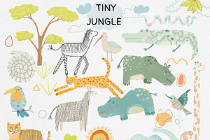 Tiny Jungle Set. Zoo Pattern