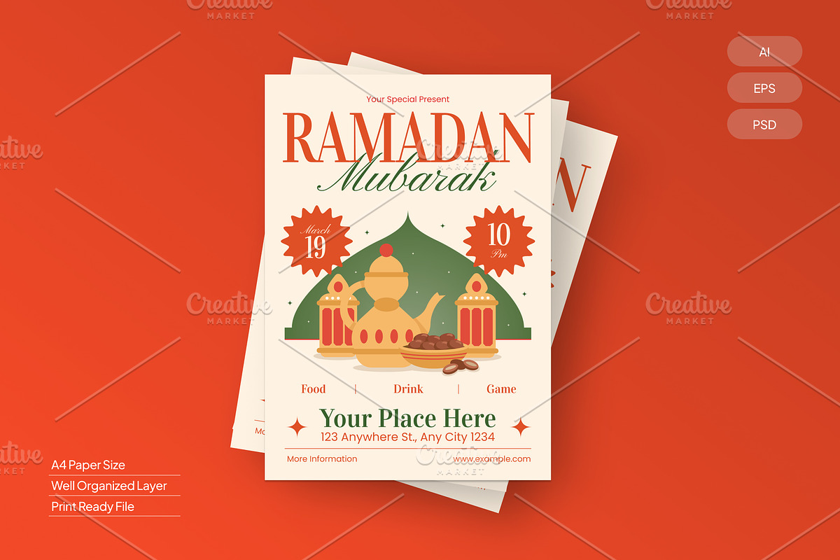 Simple Ramadhan Mubarak - Flyer, a Brochure Template by Izdihaar_Studio (Photo 1 of 4)