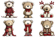 Christmas Teddy Bear Clipart, an Illustration by Craft Nest (Thumbnail 7 of 11)