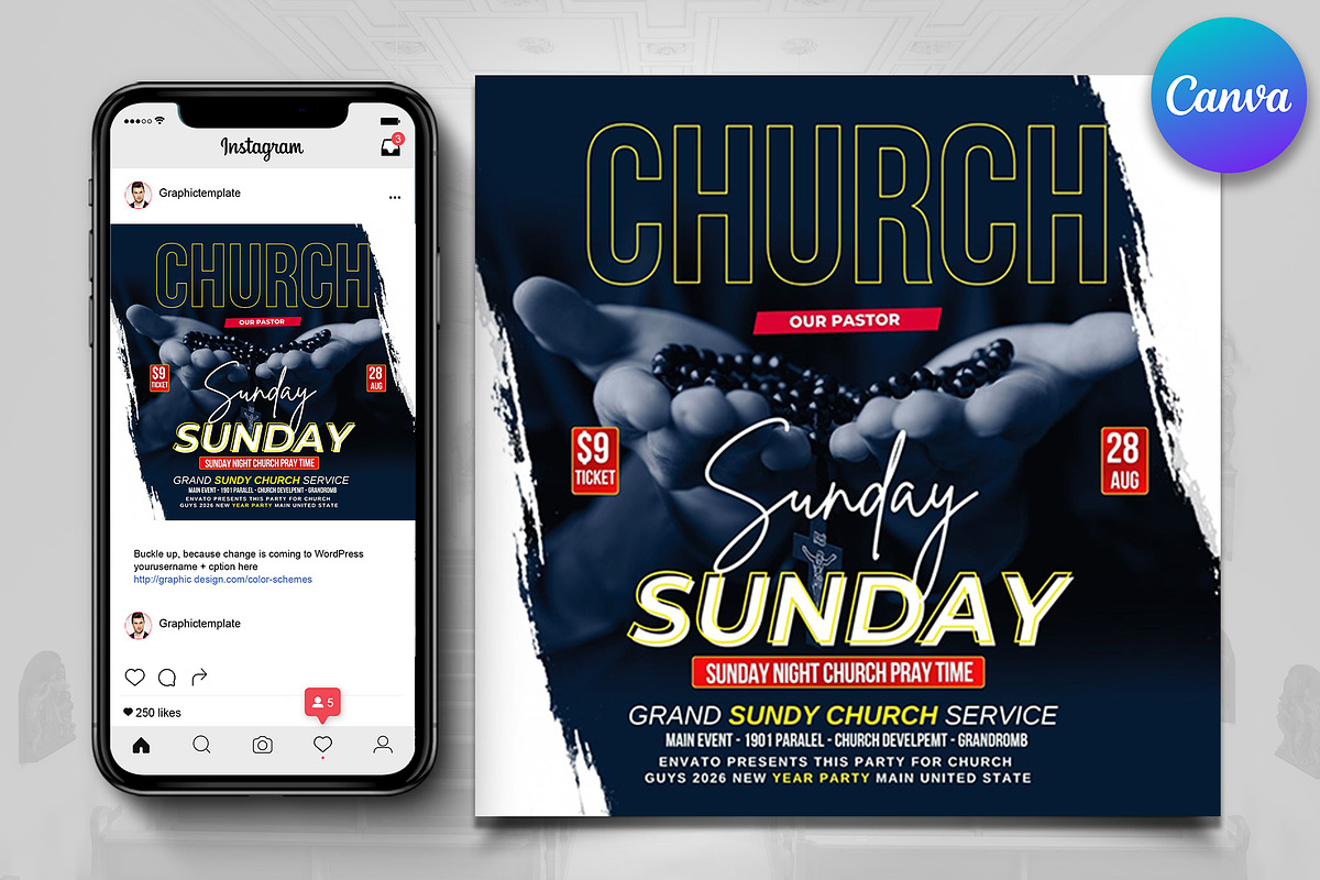 Sunday Service Church Flyer, a Flyer Template by Psd Templates (Photo 1 of 2)