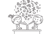 Outline cartoon kids illustration, an Illustration by Bubert Art (Thumbnail 18 of 33)