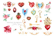 Golden Vintage Hearts Jewellery, a Decorative Illustration by Olga Koelsch (Thumbnail 3 of 7)