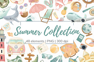Summer travel digital clipart