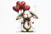 Funny Valentine Bunny Clipart, an Illustration by Craft Nest (Thumbnail 9 of 10)