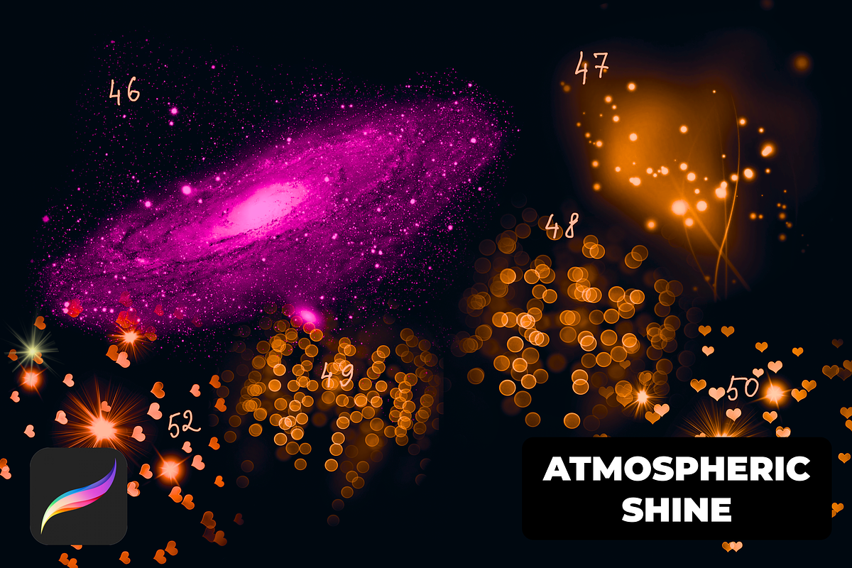 56 SHINE brushes for PROCREATE X5, a Brush Add-On by Graphics Resources (Photo 3 of 17)