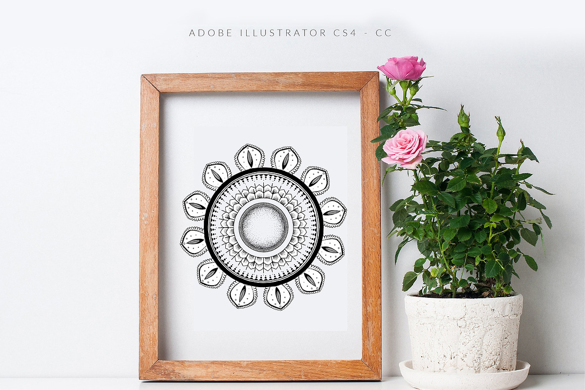 6 Mandala Illustrator Brushes, an Illustration by Vector Vendor (Photo 3 of 3)