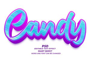 Candy PSD 3d Editable Text Effect, a Brushes & More by TrueVector