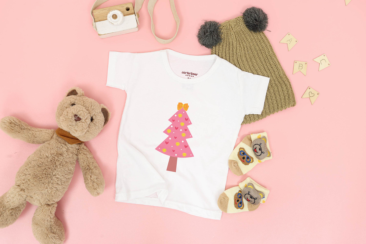 Pink Christmas Tree Set, a Seasonal Illustration by JulyGart (Photo 4 of 6)