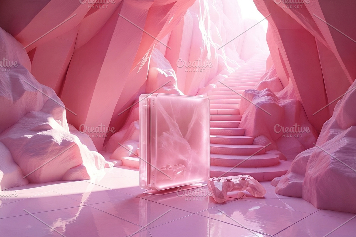 Pink Crystal Cave Stairs Background, a Background Photo by Aura Canyon HQ (Photo 3 of 7)