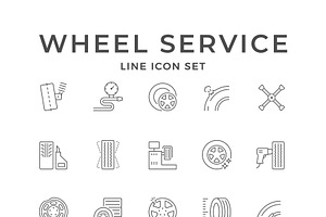 Set line icons of car wheel service, an Object Graphic by motorama