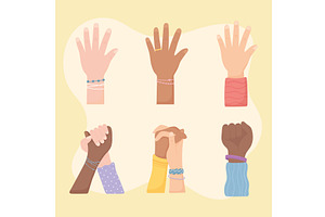 hands against racial discrimination, a Person Illustration by studiogstock