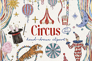 Vintage Watercolor Circus Clipart, an Object Illustration by Teresa Art Store (Thumbnail 2 of 9)