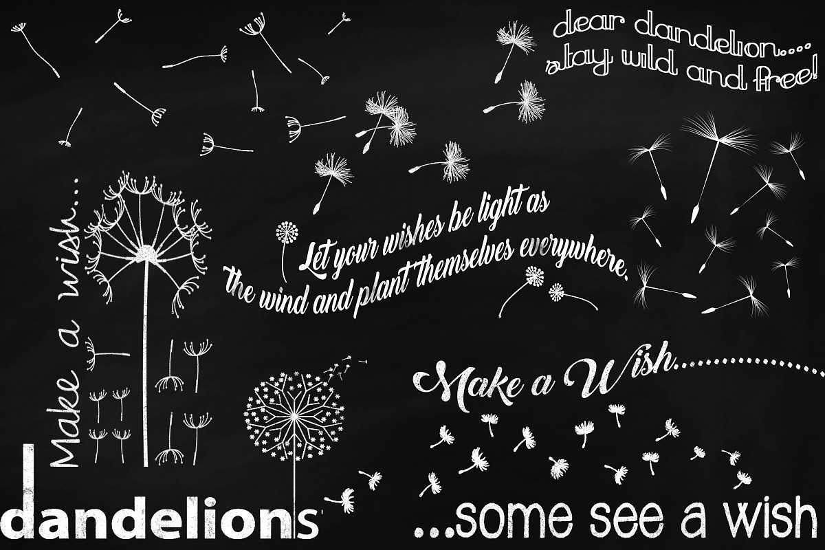 Chalk Dandelions & Overlays Clip Art, an Illustration by FrankiesDaughtersDesign (Photo 5 of 6)