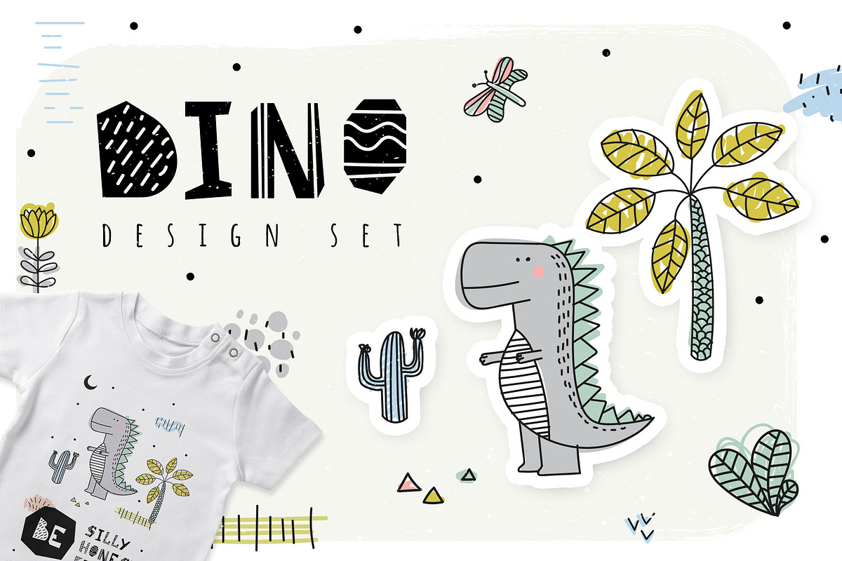 DINO. Design set., an Animal Illustration by kuchuk_design (Photo 1 of 6)