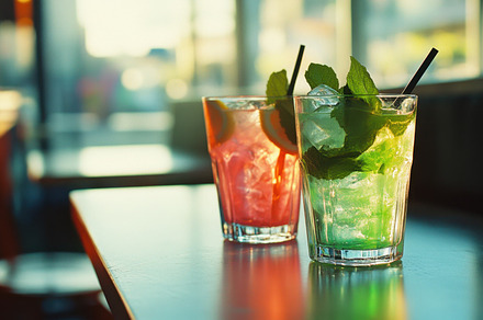 Refreshing cocktail drinks at a bar, a Photo by Beautiful things