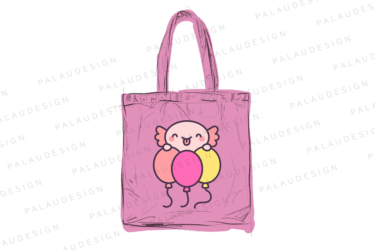 Kawaii Axolotl with Balloons, an Animal Illustration by Palau (Photo 8 of 12)