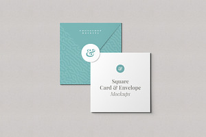 Square Card And Envelope Mockups