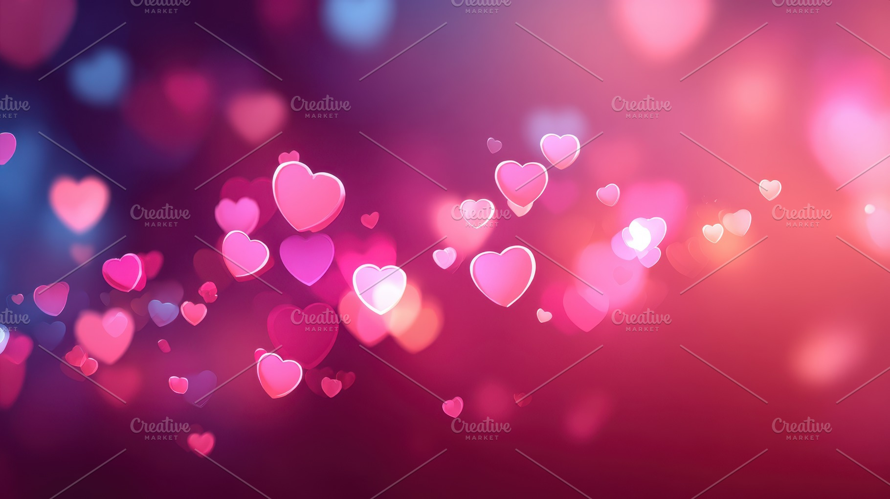Floating hearts in a dreamy background, a Background Photo by AlyaAnd