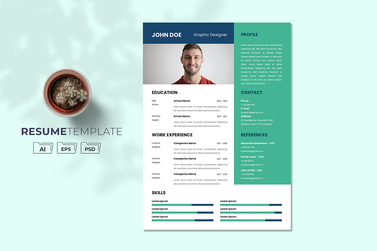 Corporate CV Resume Template, a Resume Template by Jiwstudio