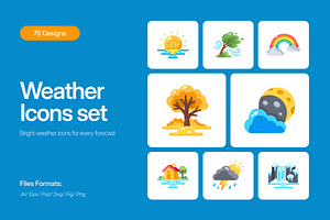 75 Weather Flat Icons, an Emoji Icon by Prosymbols