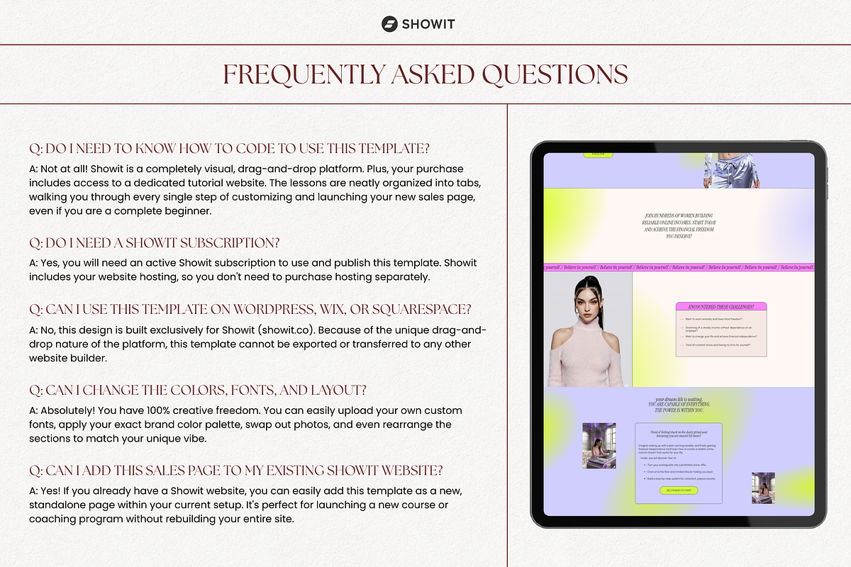Showit Sales Page Template for Coach, a Websites & App Template by OliaMuseDesign (Photo 6 of 6)