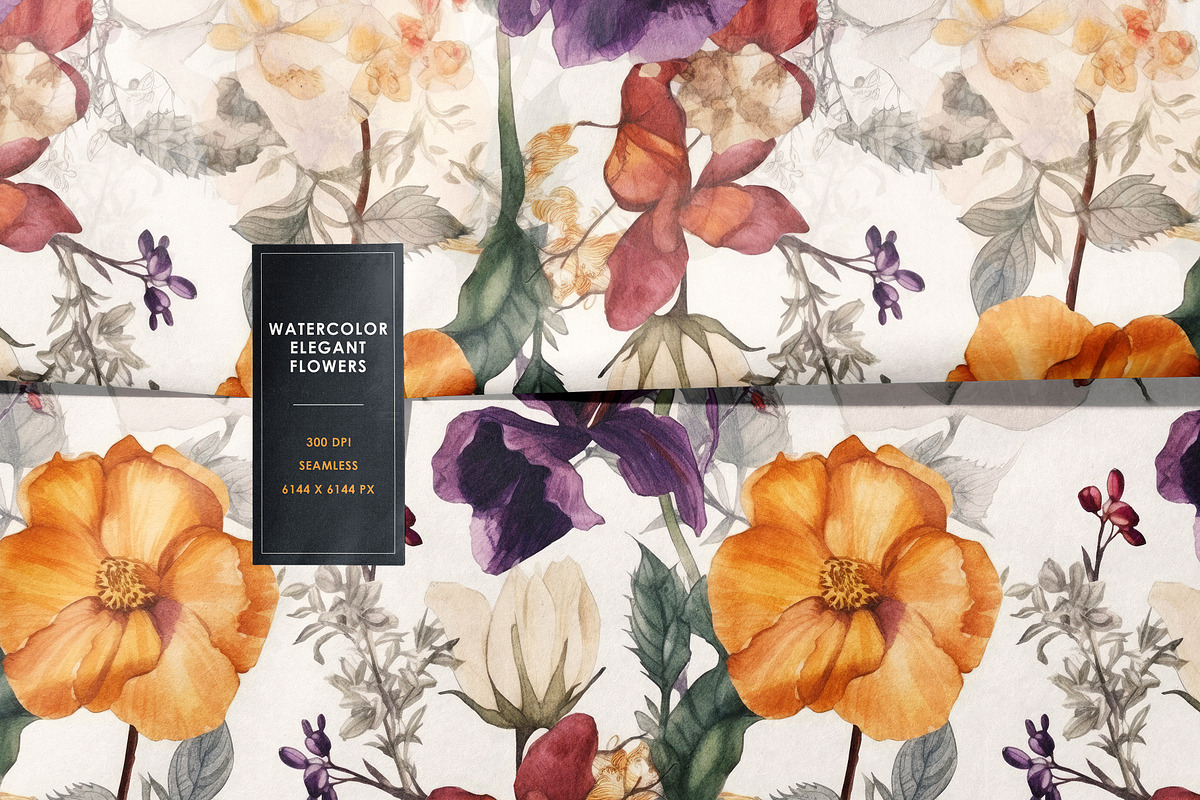 Elegant Watercolor Floral Pattern, a Pattern Graphic by Ninterints (Photo 6 of 8)