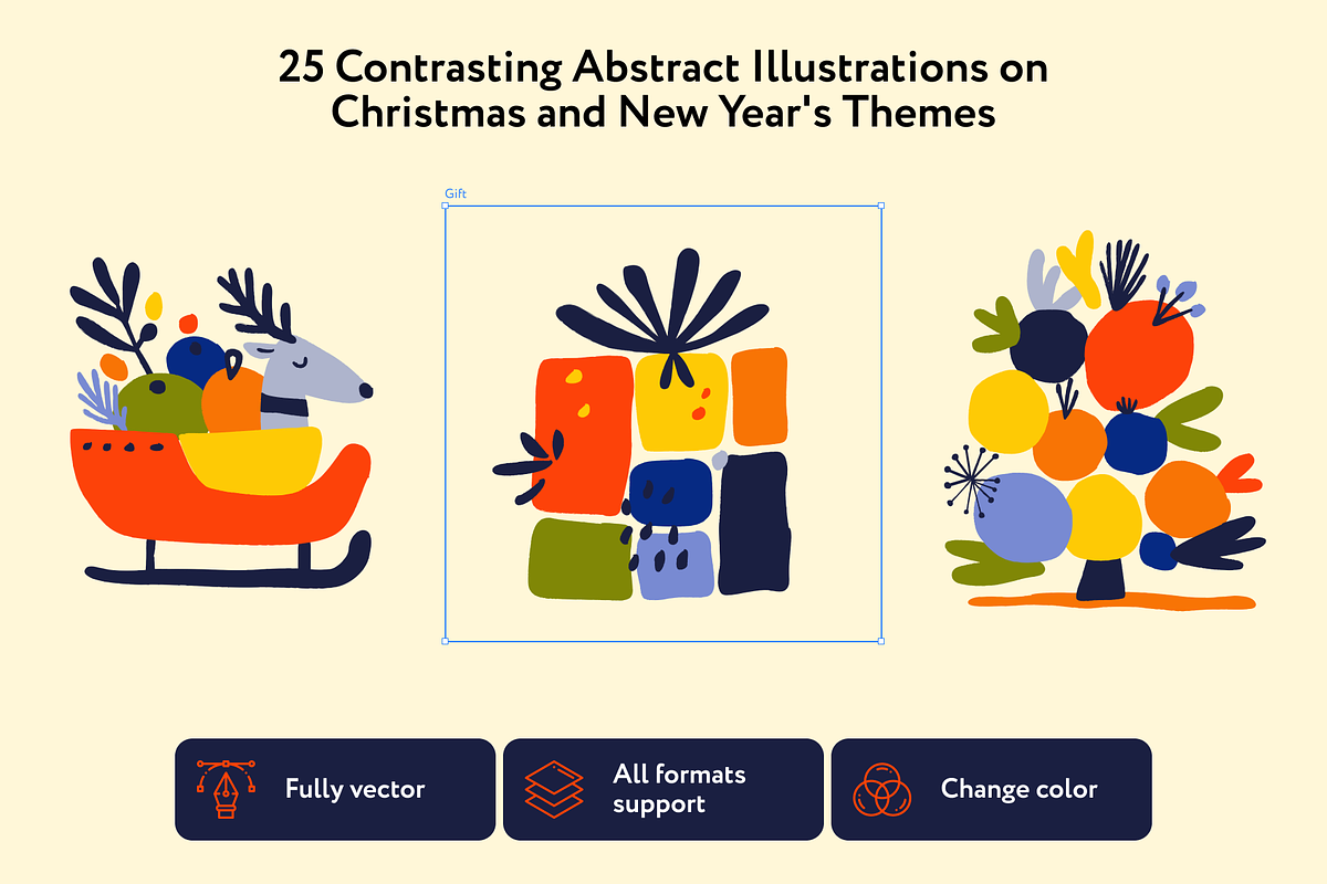 Blusty Christmas Illustrations, a Seasonal Illustration by Welovegraphics (Photo 2 of 7)