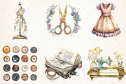 Watercolor Seamstress Clipart, an Illustration by Libby Wishes (Thumbnail 3 of 4)