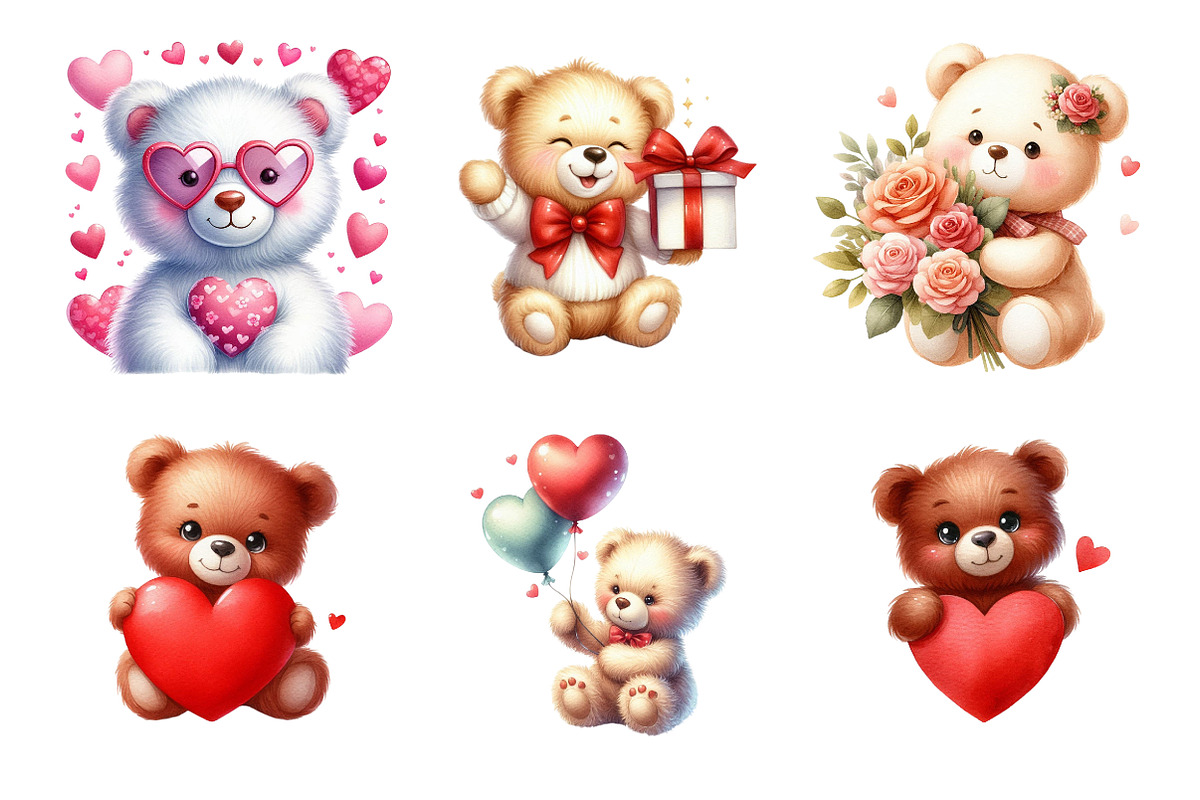Teddy Bear Valentine Clipart, an Illustration by Design Market (Photo 3 of 5)