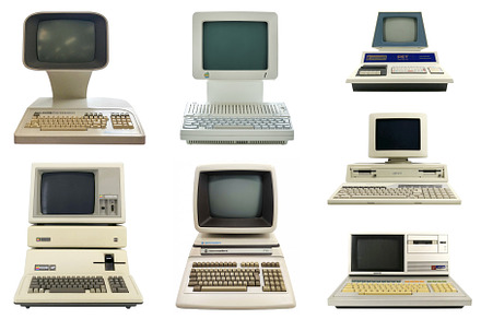 Set of vintage desktop computers, a Technology Photo by BOOCYS