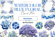 Blue Floral Clipart, Blue Roses PNG, a Decorative Illustration by BrushstrokeArtGB (Thumbnail 1 of 9)