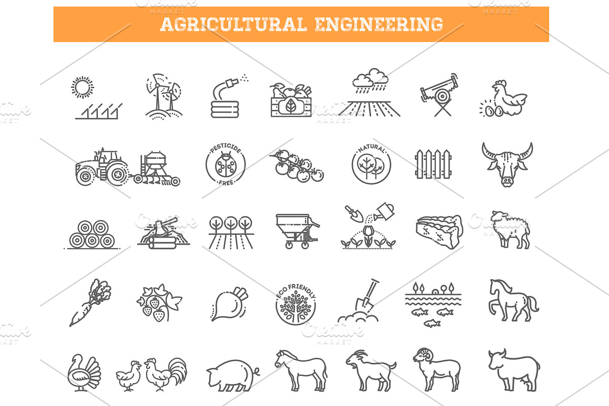 Agricultural and Farming Icons, an Object Illustration by Tettygreen (Photo 1 of 3)