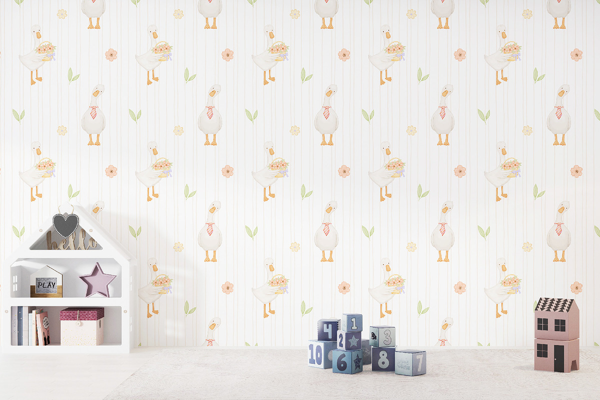 Cute goose illustrations and pattern, an Animal Illustration by ElenaPlatovaArt (Photo 18 of 20)