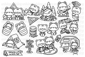 Animal and Camping Clipart Coloring, an Animal Illustration by Inkley Studio
