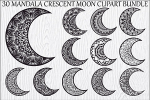 Mandala Crescent Moon Bundle, an Illustration by Designs_River