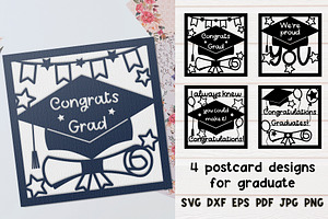 SVG Graduation Card For Laser Cut.