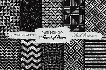 Geometric Blk and Silver Pack