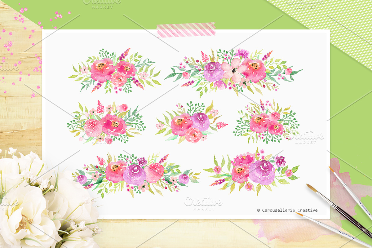 3 IN 1 PACK - Watercolor Flowers, an Illustration by Carousellerie Creative (Photo 7 of 10)