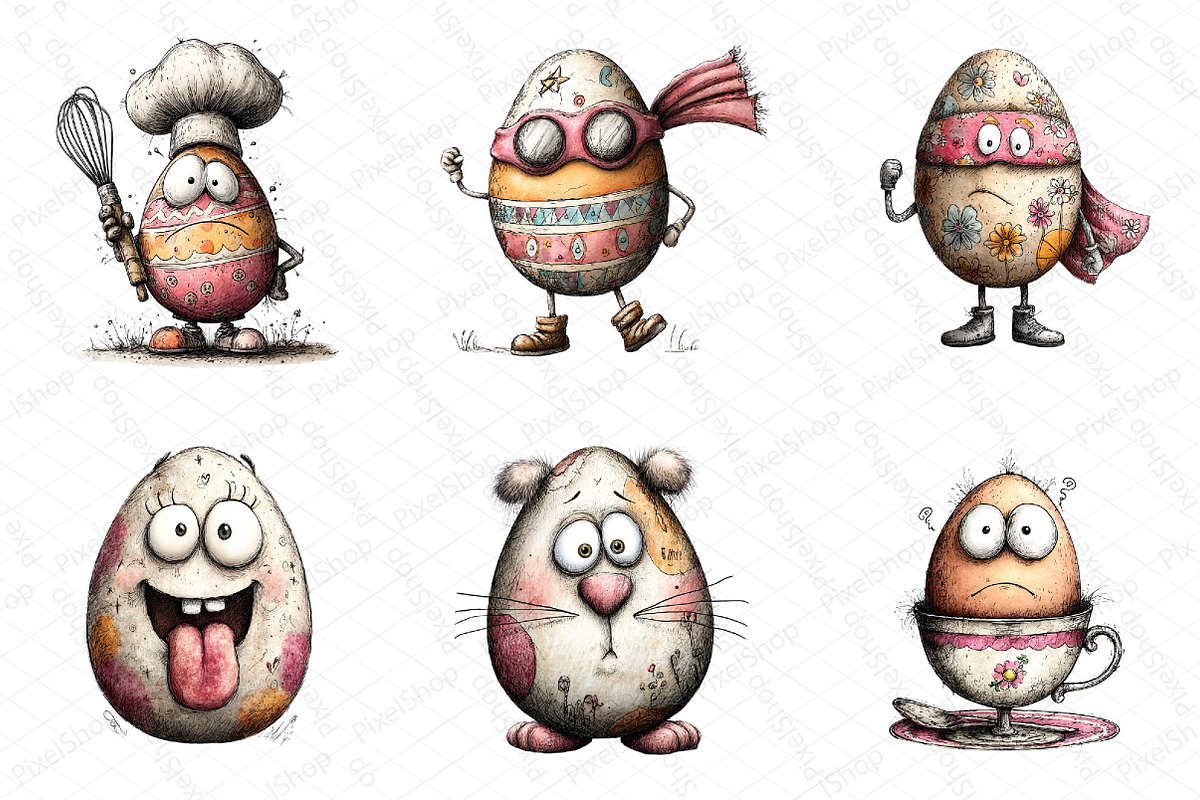 Funny Eggs Easter Clipart, an Illustration by DreamPrint404 (Photo 3 of 6)