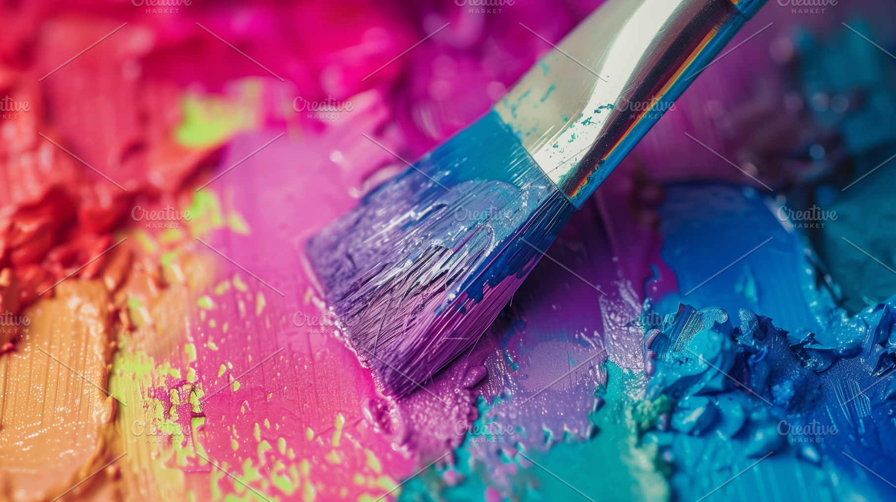 Brush with colorful acrylic paints, an Arts & Entertainment Photo by MistyDay