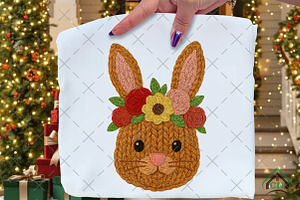 Yarn Bunny Face with Flower Crown, an Illustration by Craft Nest