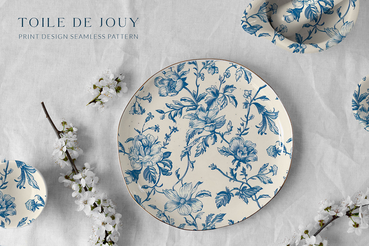 Toile De Jouy Vintage Floral Pattern, a Pattern Graphic by Olya Creative (Photo 3 of 8)